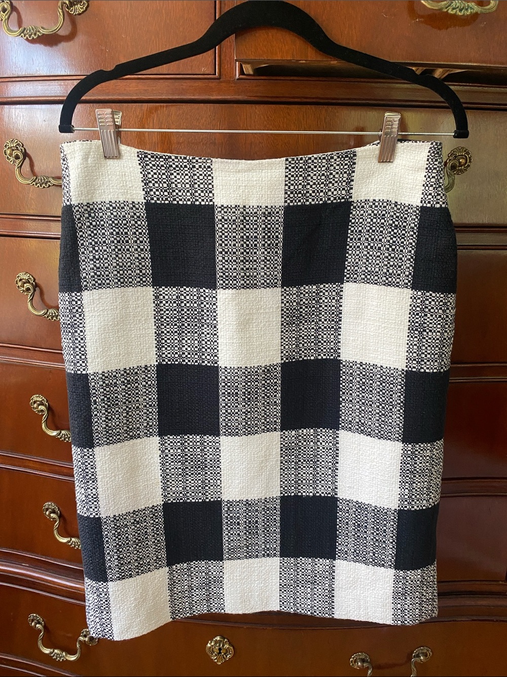 Talbots Black and White Buffalo Check fully lined Pencil Skirt